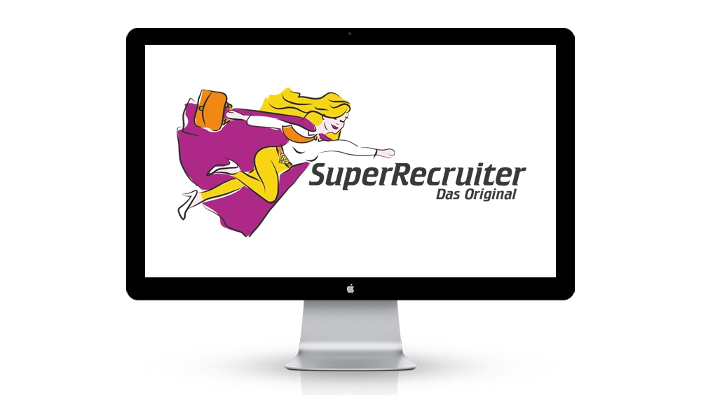 Desptop-PC mit SuperRecruiter Logo